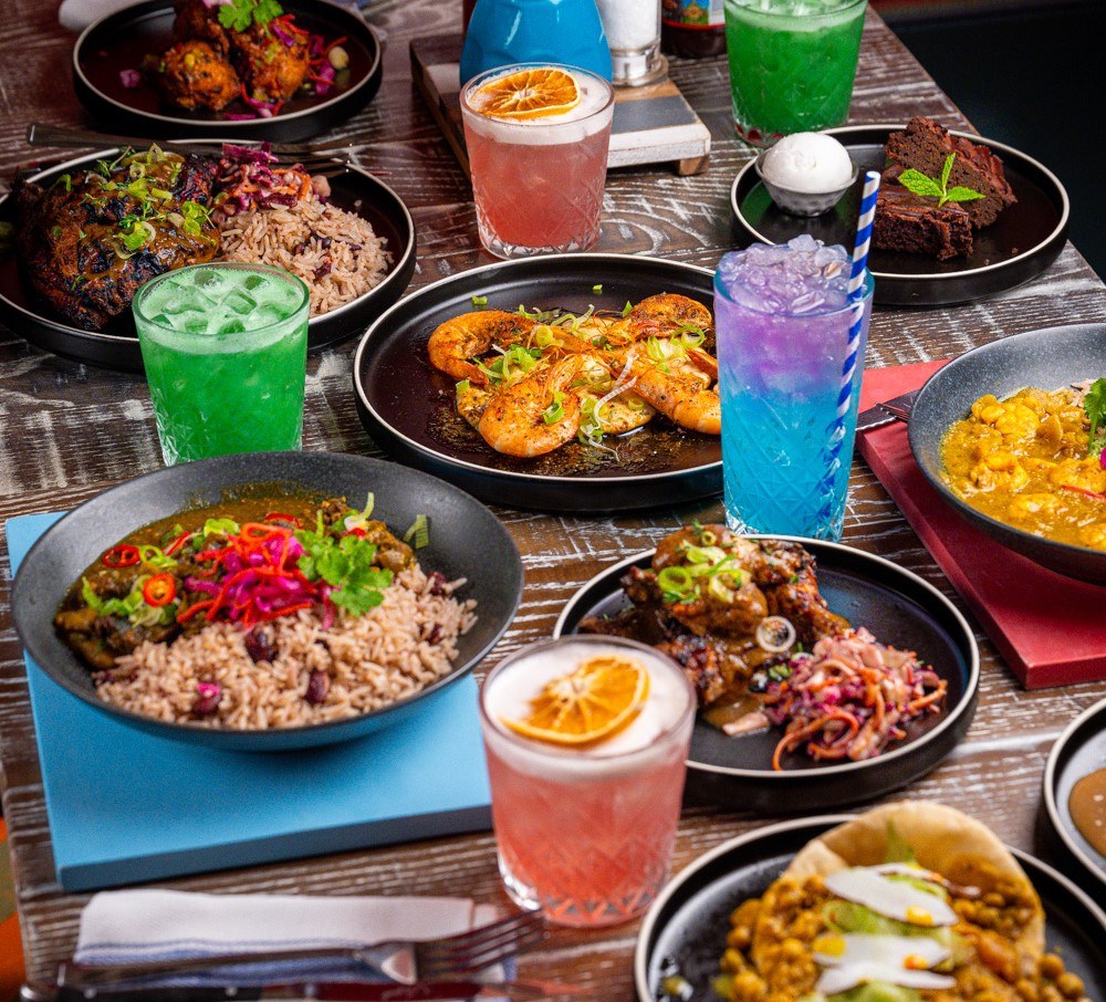 Colourful Cocktails and delicious Caribbean inspired food
