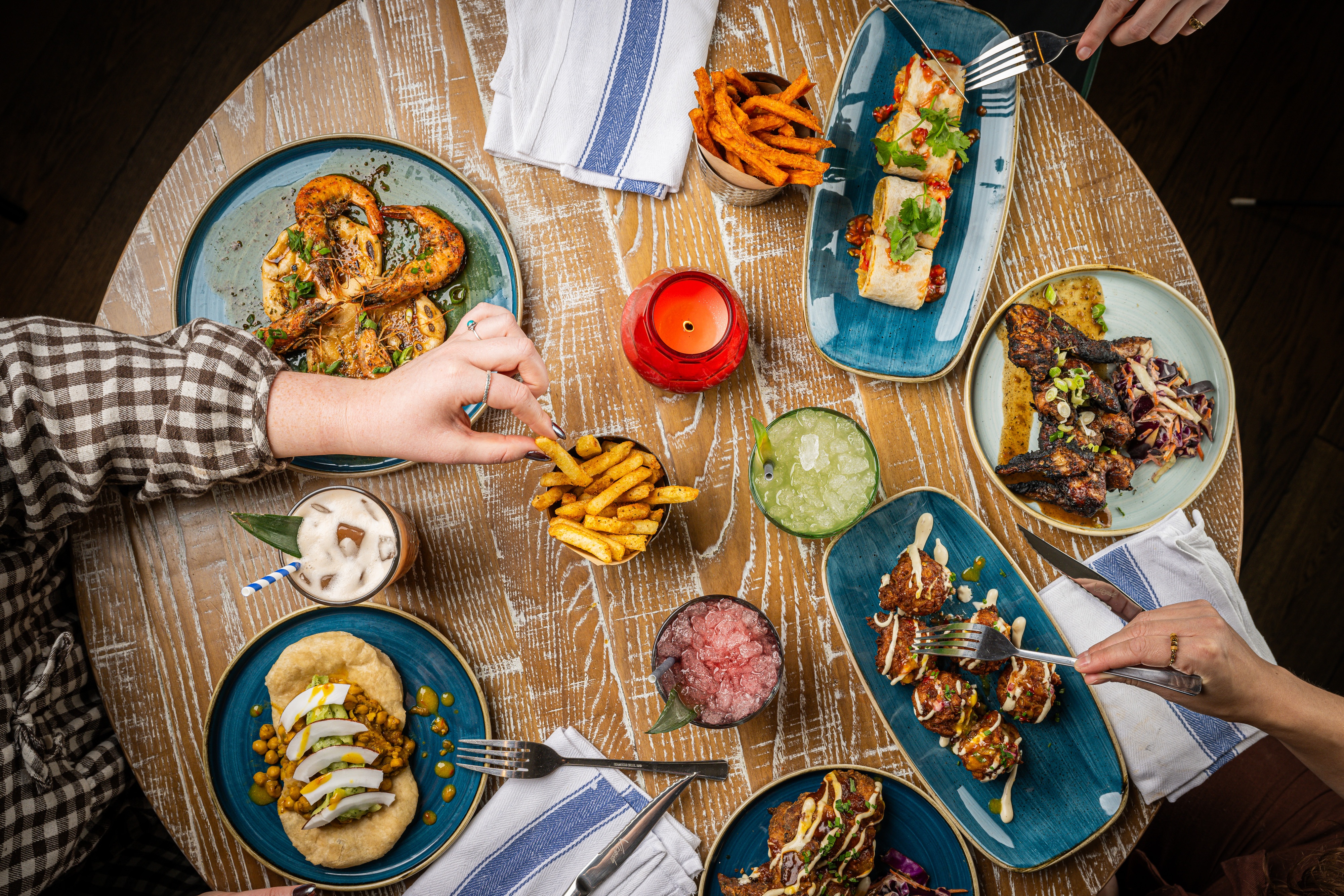 Sharing small plates and cocktails at turtle bay