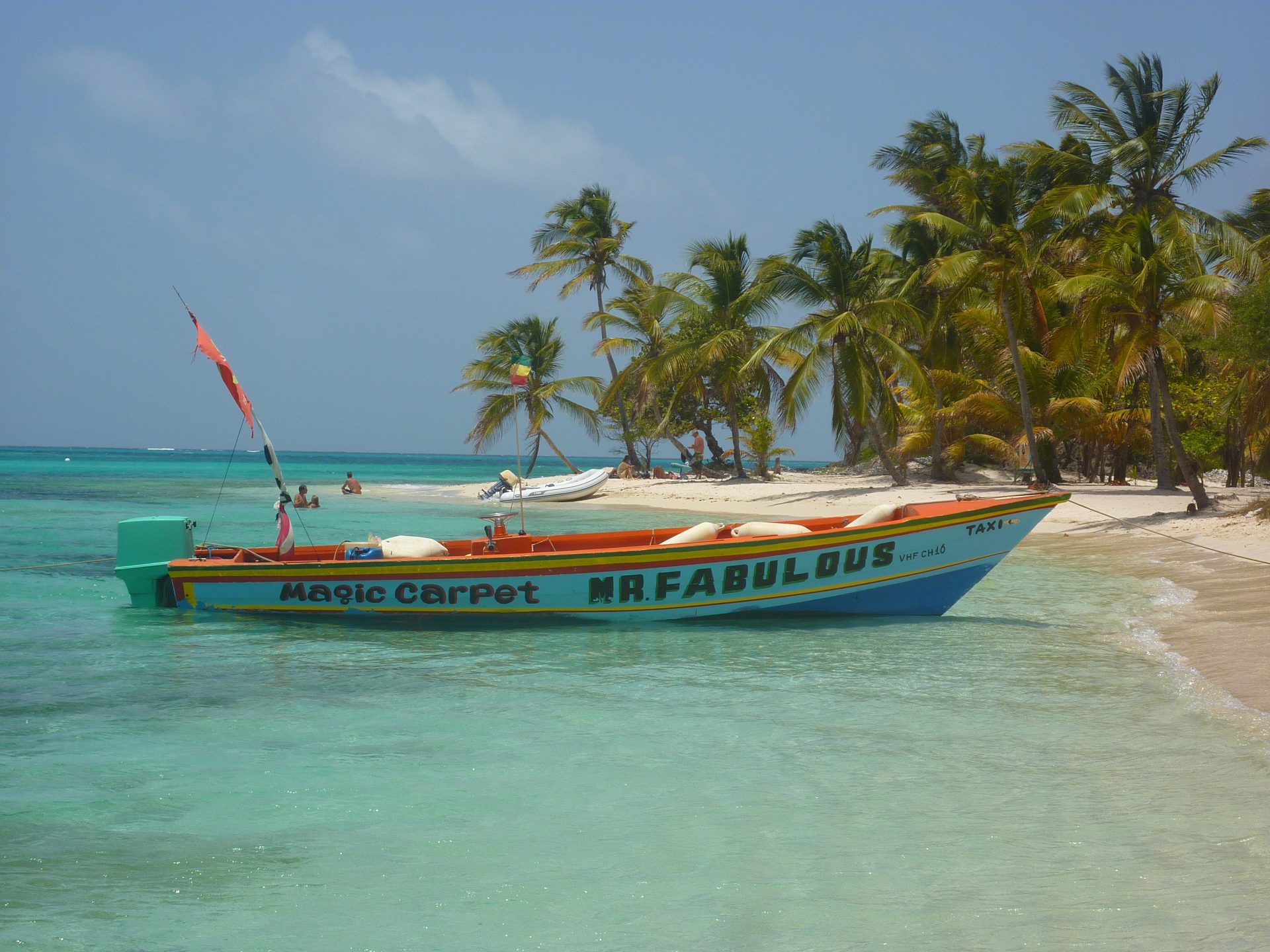 Mr Fabulous boat on Caribbean beach