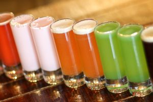 Delicious, colourful Beach Shooters lined up