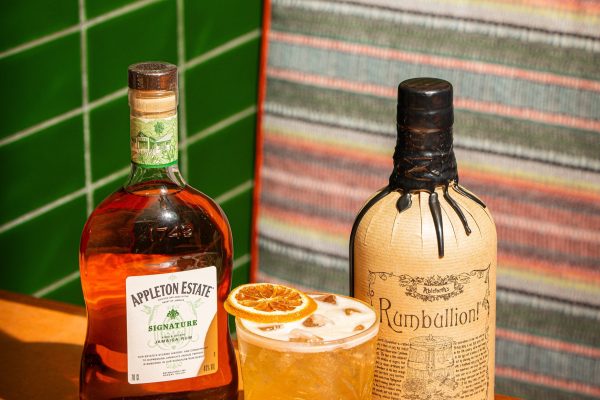 Sundowners Rum Sour with Appleton and Rumbullion Bottles square